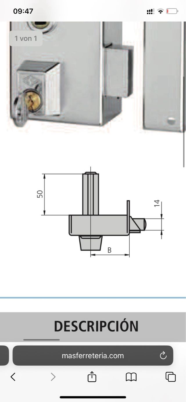 Cerradura de sobreponer CVL niquel 56B60D derecha