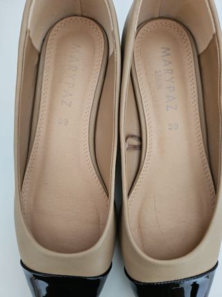 Zapatos salón beige y negro -talla 39