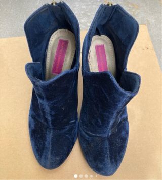 Botines terciopelo azul - tacón