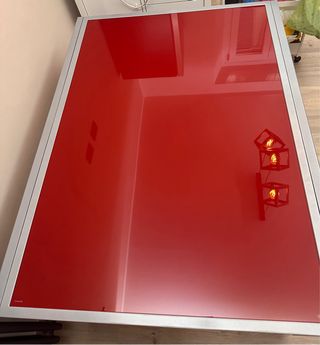 Tavolo Target rosso vetro 120x90