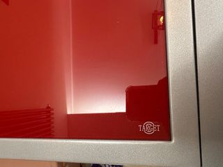 Tavolo Target rosso vetro 120x90