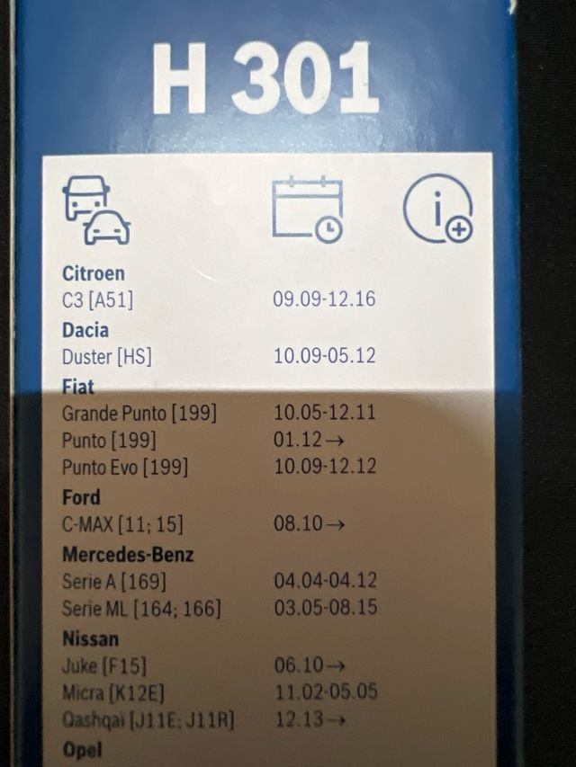 Escobilla trasera Bosch H 301 NUEVA