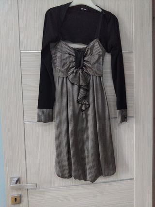 Abito elegante bimba beige e nero