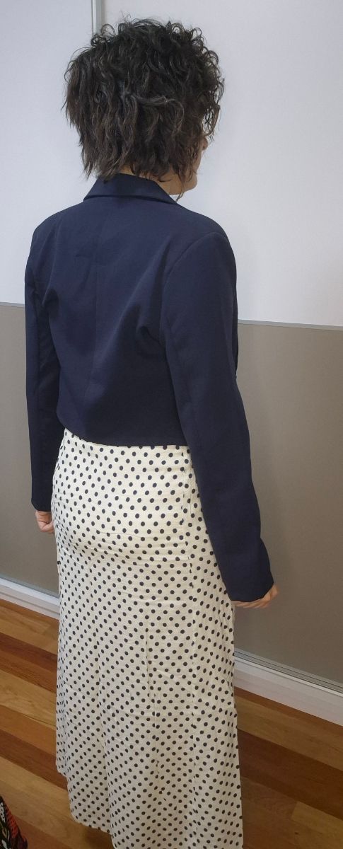 Vestido largo lunares - blanco y azul marino