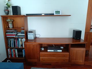 Sofá 2 plazas + mesa centro + mueble TV y baldas