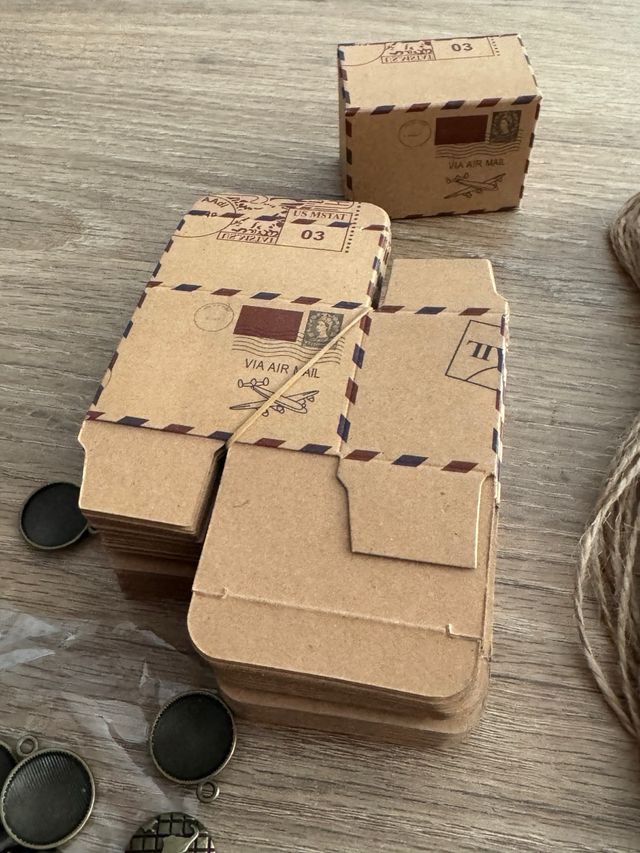 Cajitas vintage para regalo bodas tematica viajera