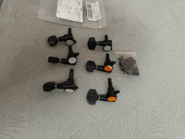 Clavijas guitarra - 6 uds. negras