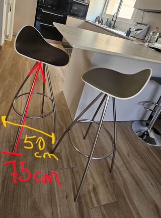 Taburetes altos cocina - 2uds. metal/polipiel