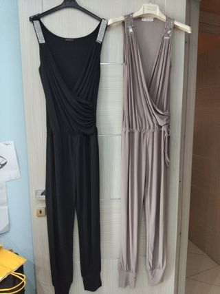 Tute jumpsuit eleganti - nero e beige