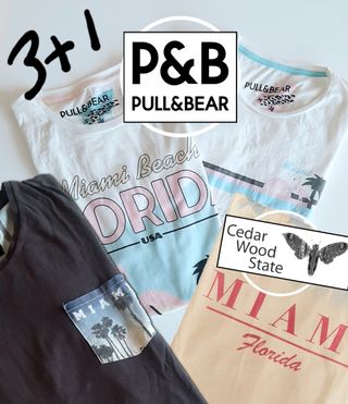 3 Camisetas +1 gratis Pull&Bear - Miami
