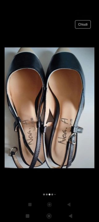 Noa A Slingback Pelle nappa Beige/Nero 37