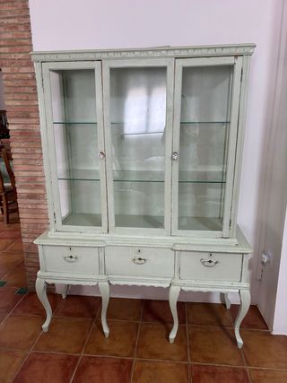 Vitrina antigua verde - Mueble madera