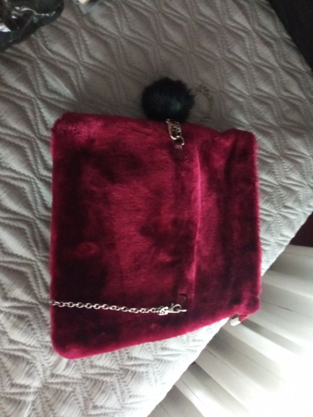 Bolso pelo granate - monedero