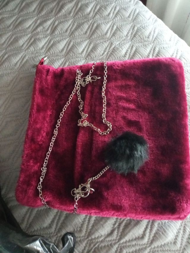 Bolso pelo granate - monedero