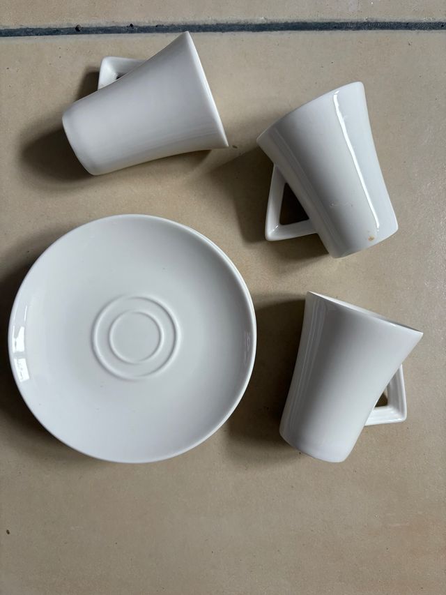 Juego tazas café porcelana blancas
