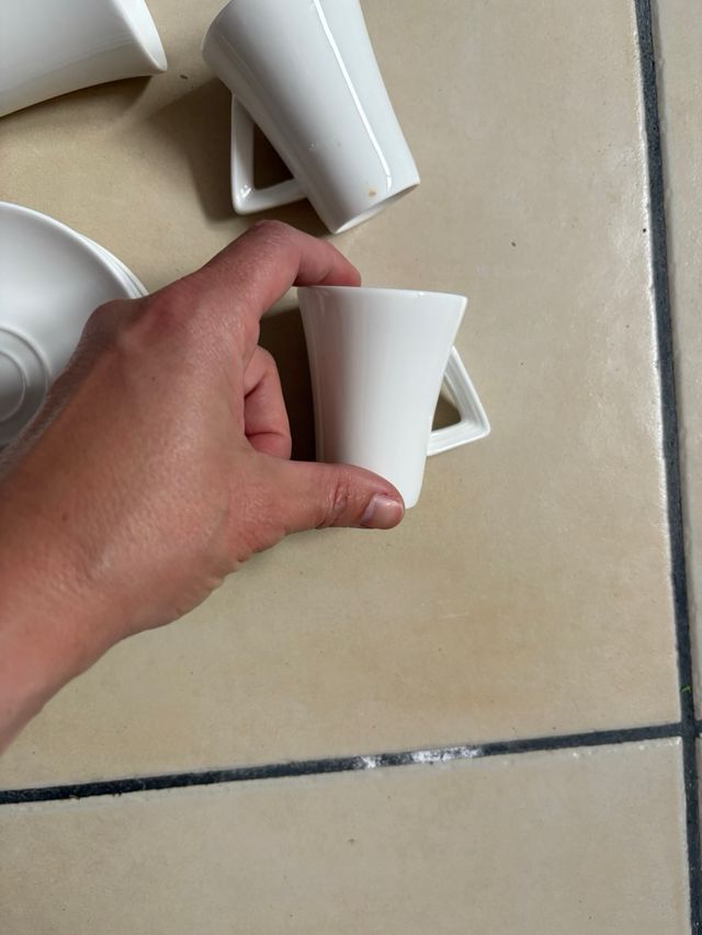 Juego tazas café porcelana blancas