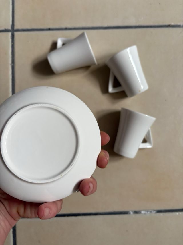 Juego tazas café porcelana blancas