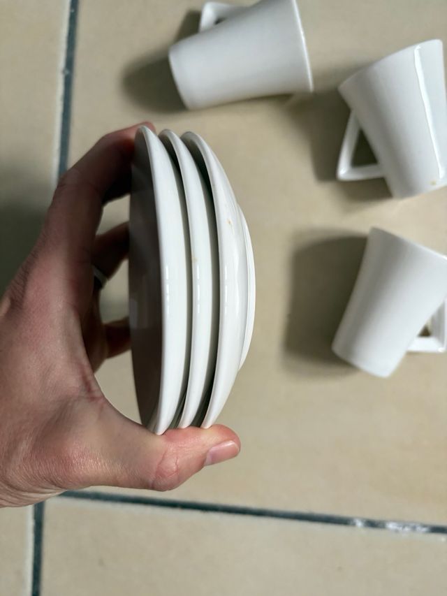 Juego tazas café porcelana blancas