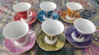 Juego café porcelana rosa