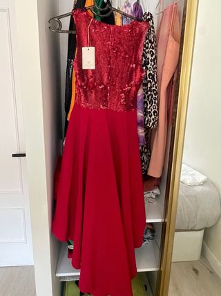 Vestido rojo fiesta lentejuelas