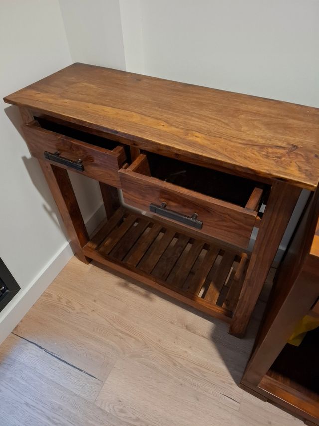 Recibidor madera maciza 2 cajones