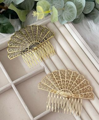 peinecillos dorados flamenca abanico