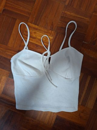 Top corto blanco Bershka
