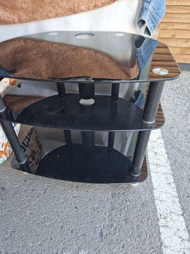 Mesa TV cristal negro