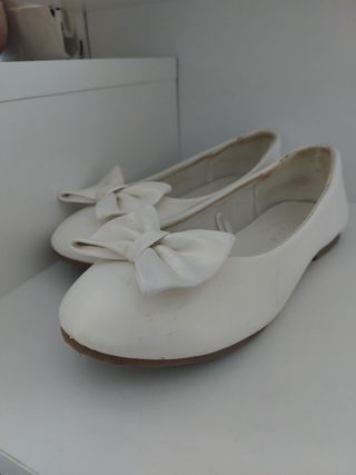 Ballerine bimba bianche con fiocco