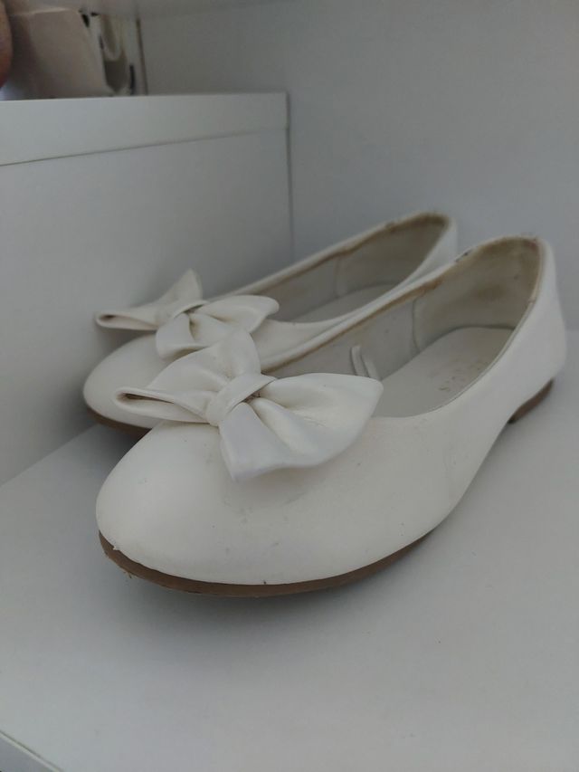 Ballerine bimba bianche con fiocco
