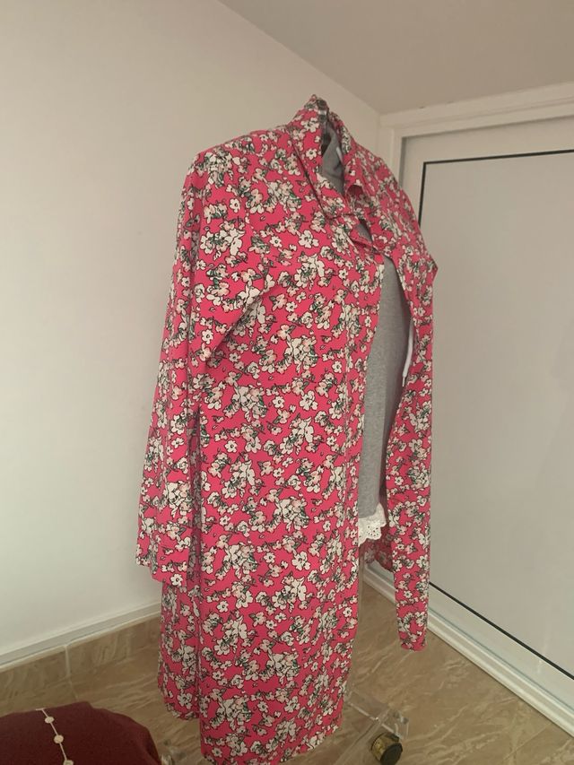 Blusa larga estampada flores rosa