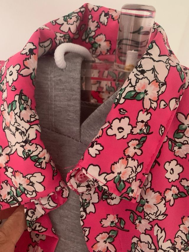 Blusa larga estampada flores rosa
