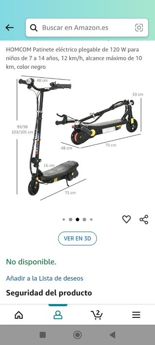 Patinete eléctrico HOMCOM niños 120W