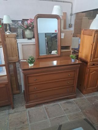 Cómoda madera 3 cajones espejo