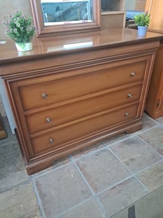 Cómoda madera 3 cajones espejo