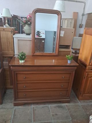 Cómoda madera 3 cajones espejo