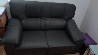 Sofá piel negra 2 plazas
