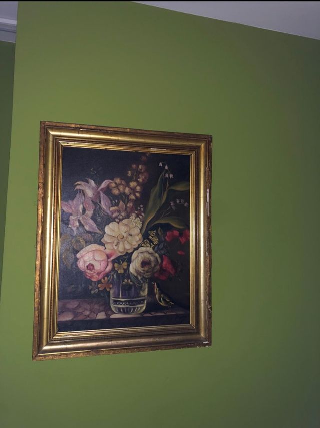 Cuadro antiguo flores - Óleo sobre lienzo Rebajado