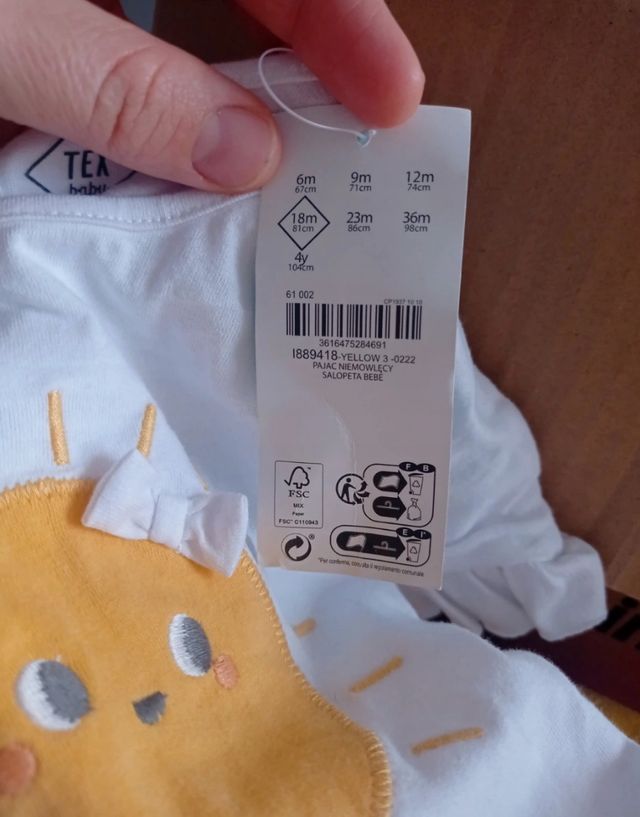 Camiseta y braguitas bebé 18m - Amarillo