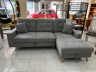 Sofá cama chaise longue gris con arçon