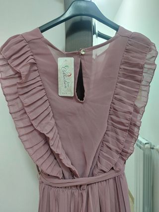 Vestito lungo rosa plissettato