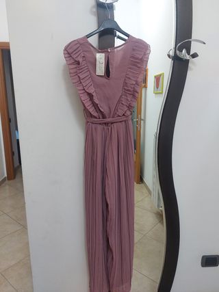 Vestito lungo rosa plissettato