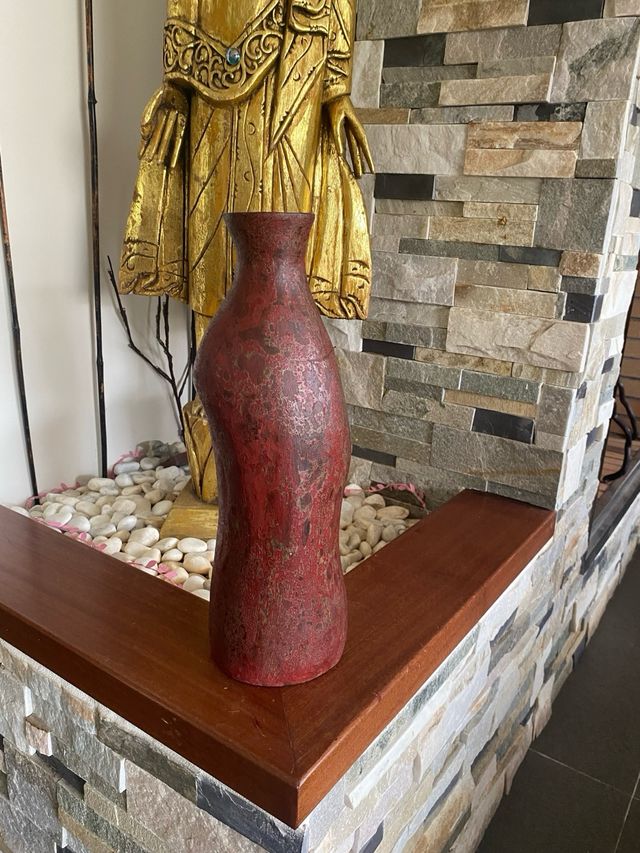 antigüedad jarrón talla de madera único