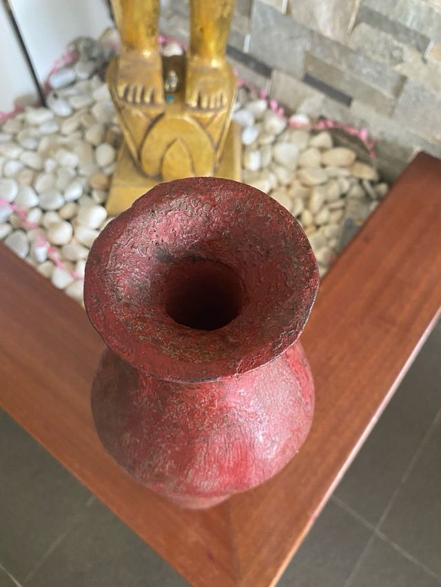 antigüedad jarrón talla de madera único