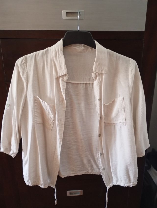 Camisa beige/blanca mujer M-L