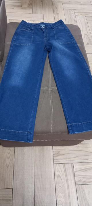 Jeans blu a gamba larga
