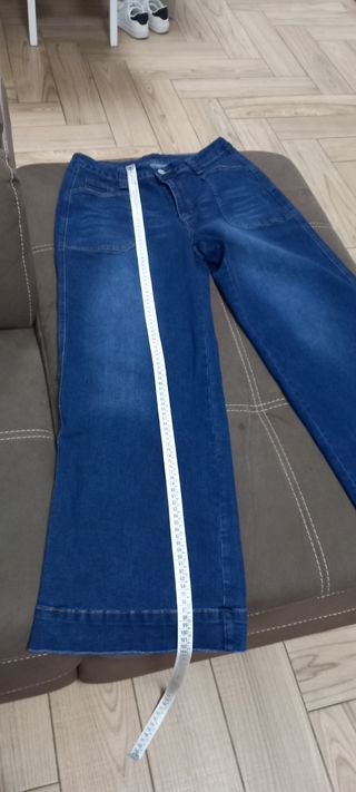 Jeans blu a gamba larga