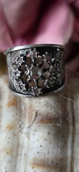 Anillo plata antiguo siglo XIX