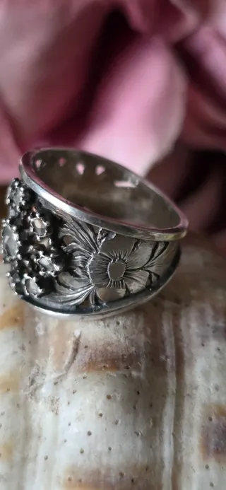 Anillo plata antiguo siglo XIX