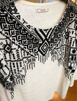 Blusa Pull&Bear boho S - beige/negra